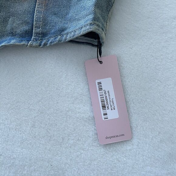 NWT Micas Rust Halter Denim Crop Top‎ Y2K Style Sz L Grunge Western - Picture 7 of 10